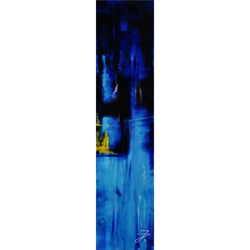 Verkauftes Kunstwerk „Längsblaugelb“